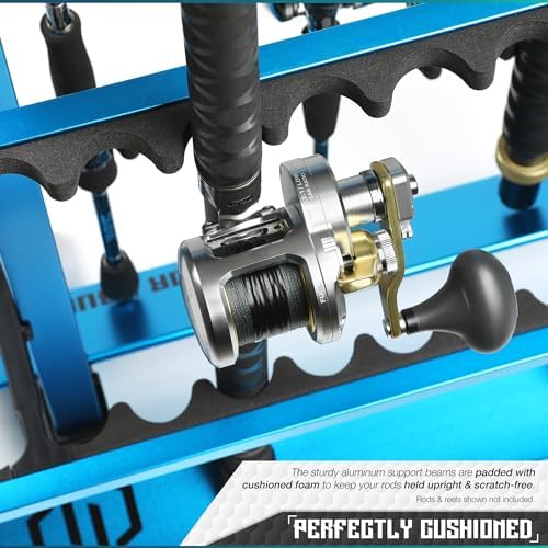 Savior Equipment Fishing Rod Rack Holder Organizer, 24-48 Slots to Hold Fresh Salt Water Spinning Rods & Reel Combo, Lightweight Aluminum Vertical Fish Pole Garage Storage Ground Display Stand - Image 4
