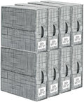 SUOCO SheetCube Bed Sheet Organizers and Storage 8 Pack, Foldable Linen Closet Organizer with Window and Label, Bedding Storage Box Container for, Duvet Cover Set, Bed Sheet Set - Pattern Grey by SUOCO