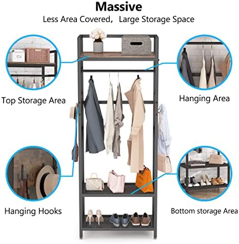 Tribesigns Small Heavy Duty Clothes Rack with Shelf and Hanging Rod, Freestanding Closet Organizer, Industrial Hall Tree Garments Rack for Small Space,Bedroom,27'' W X69'' H, Max Load 300LBS - Image 6
