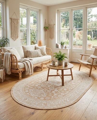 Rugs.com - Outdoor Aztec Rug – 5' 3 x 8' Oval Natural Indoor/Outdoor Rug – Weather Resistant Flatweave for Patios, Decks, and Porches - Image 4