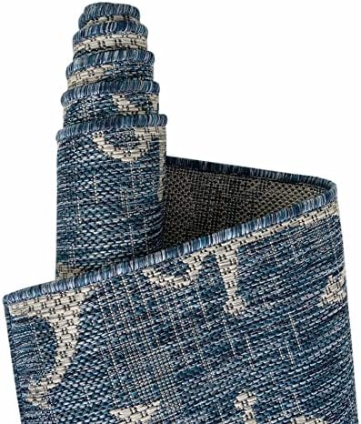 Unique Loom Outdoor Coastal Collection Area Rug - Ahoy (5' 3" Octagon, Blue/ Ivory) - Image 5