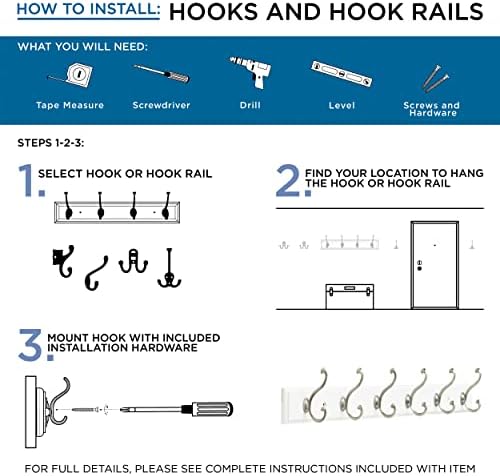 Franklin Brass Heavy Duty (10-Pack) Coat and Hat Wall Hooks Double Hooks for Hanging Matte Black Wall Mount Hanger Backpack, Purse, Bag, Towel Organization Decorative Wall Hooks B34864K-FB-C - Image 4