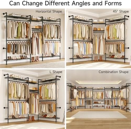 ONBRILL H3 Plus Expandable Wall Mounted Closet System Clothes Rack Black - Image 4