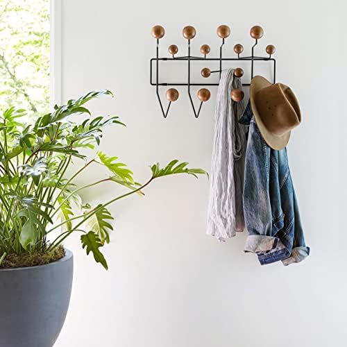 SHISEDECO Classic Mid Century Hang it All Coat Rack Modern Wall Mounted Hooks with Painted Solid Wooden Balls(Multi Colors Available) (Black Frame Natural) - Image 7