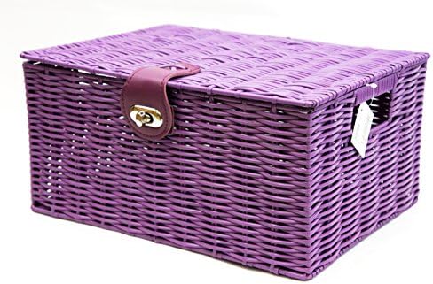 ARPAN Set of 3 Resin Woven Utility Storage Basket Box With Lid & Lock (Purple) - Image 4