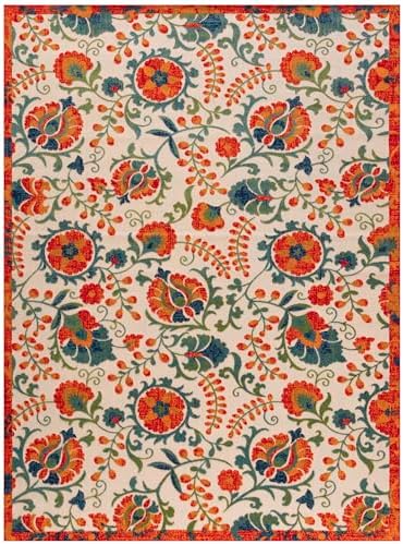 Nourison Home Aloha Red Multicolor 7'10" x 10'6" Area Rug - Easy Clean, Non Shedding, Bed Room, Living Room, Dining Room, Kitchen (8' x 11') - Image 5