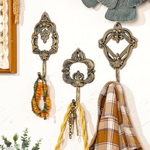 Sungmor Set of 3 Decorative Cast Iron Wall Hooks - Vintage Black Gold - Image 2