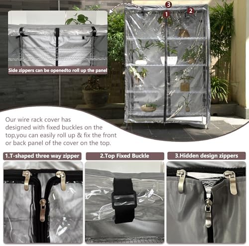 okcool Waterproof Shelf Cover, Wire Shelf Cover with Zipper & Clear View Panel (Grey,48" Wx20 Dx72 H Shelves) - Image 6