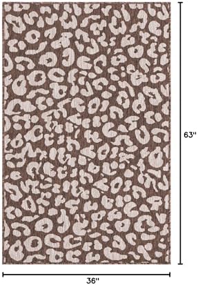 Unique Loom Outdoor Safari Collection Area Rug - Leopard (3' x 5' 3" Rectangle, Brown/ Light Brown) - Image 2