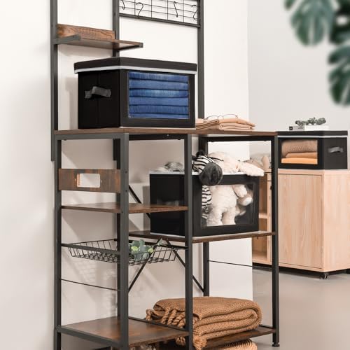 Homsorout Stackable Storage Bins with Lids - Medium Storage Box with Lids, Foldable Closet Boxes for Organizing, Wardrobe Clothes Organizer with Window, Cubes Bins for Living Room, 5 Pack, Black - Image 5