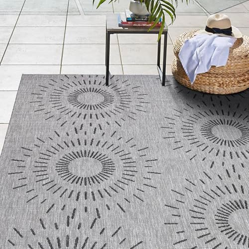 Gertmenian Indoor Outdoor Modern Area Rug - 6x9 Medium, Stain Resistant, Ideal for High Traffic in Living Room, Bedroom, Patio - Geometric, Grey, 32459 - Image 2