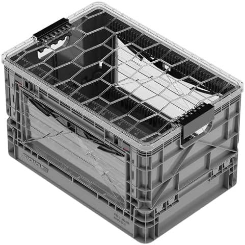 SIDIO Collapsible Storage Bin with Lid & Dividers, Gray by Sidio