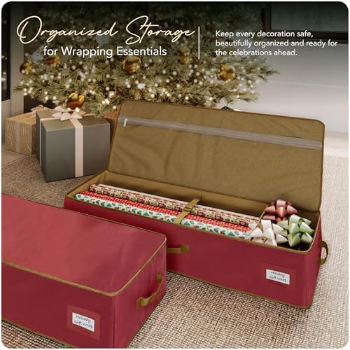 Covermates Gift Wrap Storage Organizer, 38" W x 13" D x 6.5" H, Red - Image 2