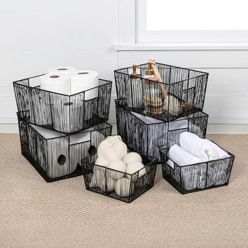 happimess Sutton 6-Piece Nesting Mild Steel Storage Baskets 16", Black - Image 2