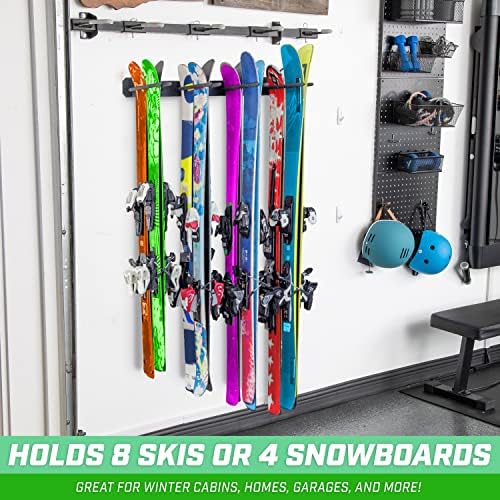 GoSports Wall Mounted Ski and Snowboard Storage Rack - 2 or 8 Ski Sizes - Image 2