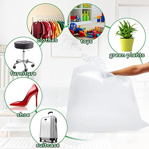 50 Pcs Large Clear Plastic Storage Bags 40 x 60 In Jumbo Plastic Furniture Cover Dustproof Moving Bags Moistureproof Suitcase Storage Bags for Luggage Comforter Chair Bike, 2 Mil, Ribbon Included - Image 6