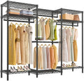 VIPEK V5i Garment Rack Heavy Duty Clothes Rack for Hanging Clothes, Portable Wardrobe Closet Freestanding Clothing Rack with 8 Adjustable Shelves & 4 Hang Rods, 68.9" L x 15.7" W x 76.4" H, Black by VIPEK