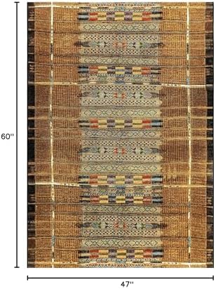Liora Manne Marina Low Profile Durable Indoor/Outdoor Woven Rug- Tribal Stripe Gold 3'11" x 5'10" - Image 2