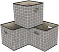 Fabric Cubby Storage Bins,13x13x13 Inches,Cube Organizer Bin Foldable Storage Boxes with Dual Handles Fabric Organizer Box and collapsible Storage basket,Set of 3,Grey grid by Yunkeeper
