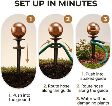 Lulu Decor, Garden Copper Gazing Ball Hose Guide, Set of 2 Strong and Decorative Hose Guide that Protects Your Plants and Provides Elegance to Your Garden - Image 5