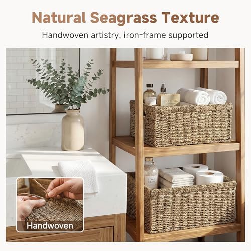 StorageWorks Wicker Storage Baskets,Natural Seagrass Storage Baskets,2-Pack - Image 5