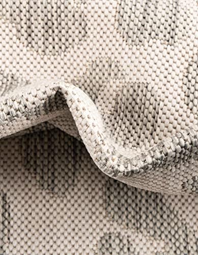 Unique Loom Outdoor Safari Collection Area Rug - Leopard (3' Round, Ivory Gray) - Image 6