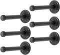 6 Inch Black Industrial Pipe Floating Clothing Rack Wall Mounted, 6 Pack by HomeExpert
