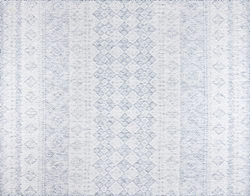 Gertmenian Indoor Outdoor Area Rug, Classic Flatweave, Moroccan Collection II, Stain & UV Resistant Carpet, Deck, Patio & Mudroom, 5x7 Standard, Vintage Blue Distressed Classic Tribal, 19498 by Gertmenian
