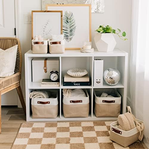 OrganiHaus 15x11in Canvas Storage Baskets 3 Pack - Fabric Bins for Shelves - Image 4