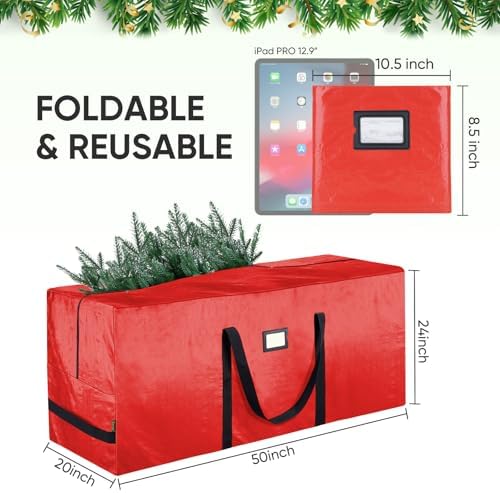 BALEINE 9 ft Christmas Tree Storage Bag, Heavy Duty Extra Large Artificial Christmas Tree Bag with Reinforced Handles and Dual Zippers Wide Opening (Transparent, 2PK Combo) - Image 4