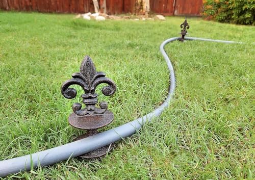 Lulu Decor, Cast Iron Garden Fleur de lis Hose Guides Antique Black, Set of 4. Strong and Decorative Hose Guide that Protects Your Plants and Provides Elegance to Your Garden. - Image 4