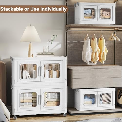 BROVIEW 300 Qt Extra Large Stackable Storage Bin with Lids, 5 Pack White - Image 6