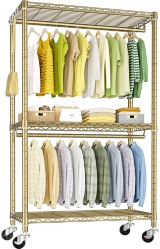 FUTASSI Rolling Clothes Rack, Clothing Racks for Hanging Clothes, Gold by FUTASSI