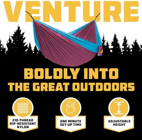 Wise Owl Outfitters Hammock for Camping Double Hammocks Gear for The Outdoors Backpacking Survival or Travel - Portable Lightweight Parachute Nylon DO Fuchsia Sky Blue - Image 3
