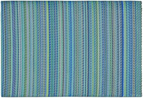 Fab Habitat Striped Non Slip Doormat - Durable, Thin - Recycled Plastic - Entryway, Front Door, Porch, Patio - Cancun Turquoise/Moss Green (24" x 36" Non-Slip) - Image 3