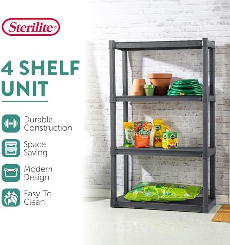 Sterilite 4 Shelf Unit, Heavy-Duty Plastic Storage & Utility Shelving Rack - Image 4