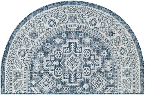 Rugs.com Outdoor Aztec Collection Rug – 3x6 Hearth Blue Flatweave-Pile Rug Perfect for Living Rooms, Large Dining Rooms, Open Floorplans - Image 3