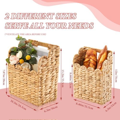 Lemonroad Wall Hanging Wicker Basket Set of 2, Woven Water Hyacinth Basket - Image 2