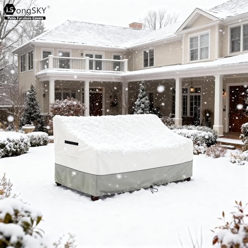 Patio 3-Seater Sofa Cover,Outdoor Couch Cover Fits up to 79W x 38D x 35H Inches,100% Waterproof Heavy Duty Patio Furniture Covers,Beige & Gray-Green - Image 6