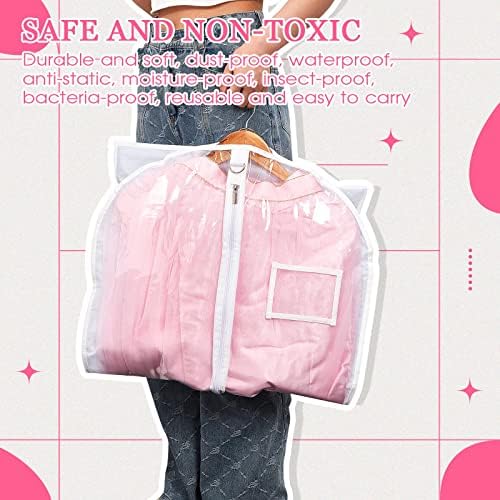 Nuenen 12pcs Garment Bags for Dance Costume Clothing Bags Hanging Clothes Clear Dance Garment Carrier for Dancers with 5 Zipper Pockets Closet Hanging Clothes Cover (White) - Image 4