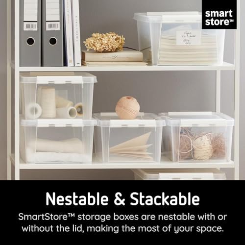 SmartStore Classic 10 Clear Plastic Storage Boxes, 8L/8.5QT BPA-Free Stackable and Nestable Container with Secure Lid, Swedish Made Plastic Bins for Organization, L13.39 x W9.84 x H6.3-10 Pack - Image 3