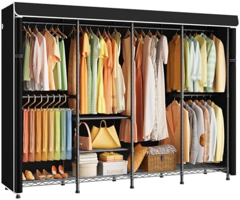 ULIFHOME H41C Clothes Rack with Cover, Covered Clothing Rack Heavy Duty by UlifHome