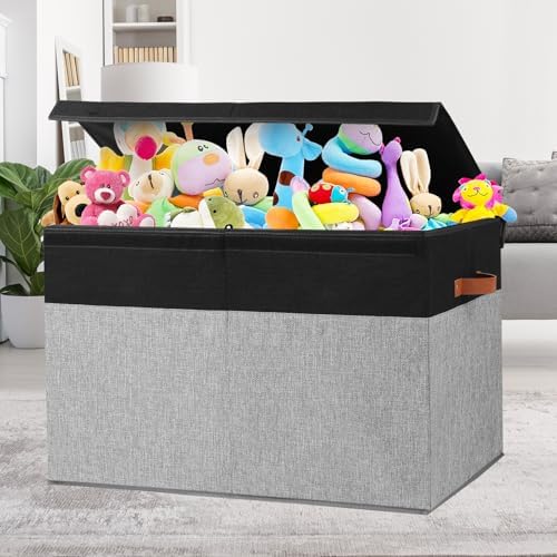 Large Toy Storage Box with Lid, Toy Chest Bin Boxes Basket with Dividers - Image 5