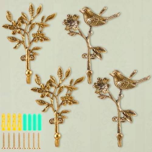 4 Pack Vintage Bird Hooks for Wall Decorative Hooks,5.5 to 5.9 in by Unknown