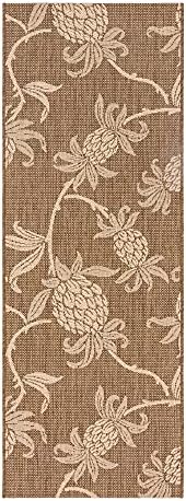 Gertmenian Indoor/Outdoor Kona Coast by Reyn Spooner Runner Rug - 2x6 Runner, Stain & UV Resistant, Ideal for Deck, Patio, Poolside Rooms - Pineapple, Brown, 46657 by Gertmenian