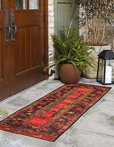 Unique Loom Outdoor Tribal Collection Area Rug - Quepos (2' 7" x 12' Runner Multi/Black) - Image 4