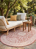 Rugs.com Outdoor Aztec Collection Rug – 8' x 10' Oval Rust Red Flatweave Rug Perfect for Living Rooms, Large Dining Rooms, Open Floorplans by Rugscom