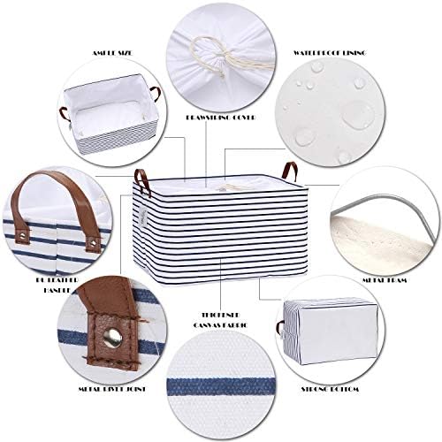 Hinwo 70L Extra Large Canvas Storage Bin with Lid and Handles, 6-Pack - Image 4