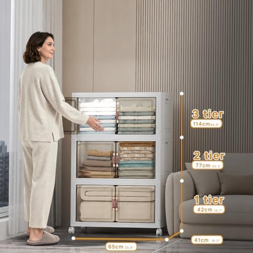 UAMFURI Stackable Storage Bins, 336QT Collapsible Drawers with 1 Lid - Image 2