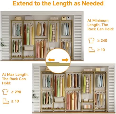 Higeego H5 Pro Heavy Duty Clothes Rack, Freestanding Clothing Rack, Gold - Image 6